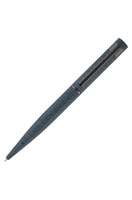 Stylo à bille bleu marine à la texture quadrillée et logo