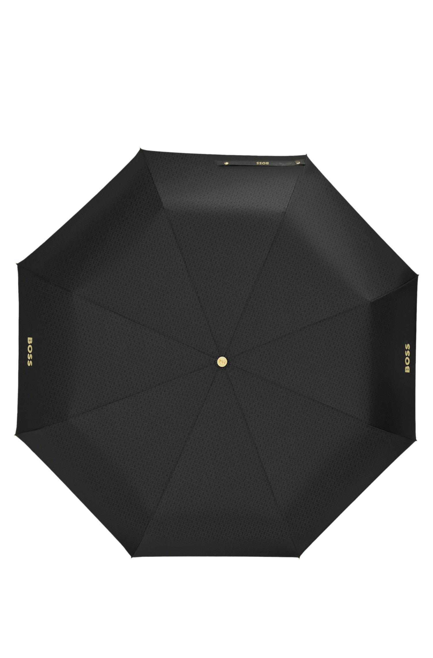 Boss Monogram-canopy pocket umbrella in black and gold paraplyer & tech herr – bild 3