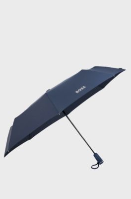 Monogram-canopy pocket umbrella in navy, Dark Blue