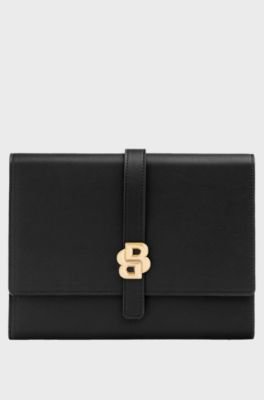Black A5 conference folder with Double B monogram closure, Black