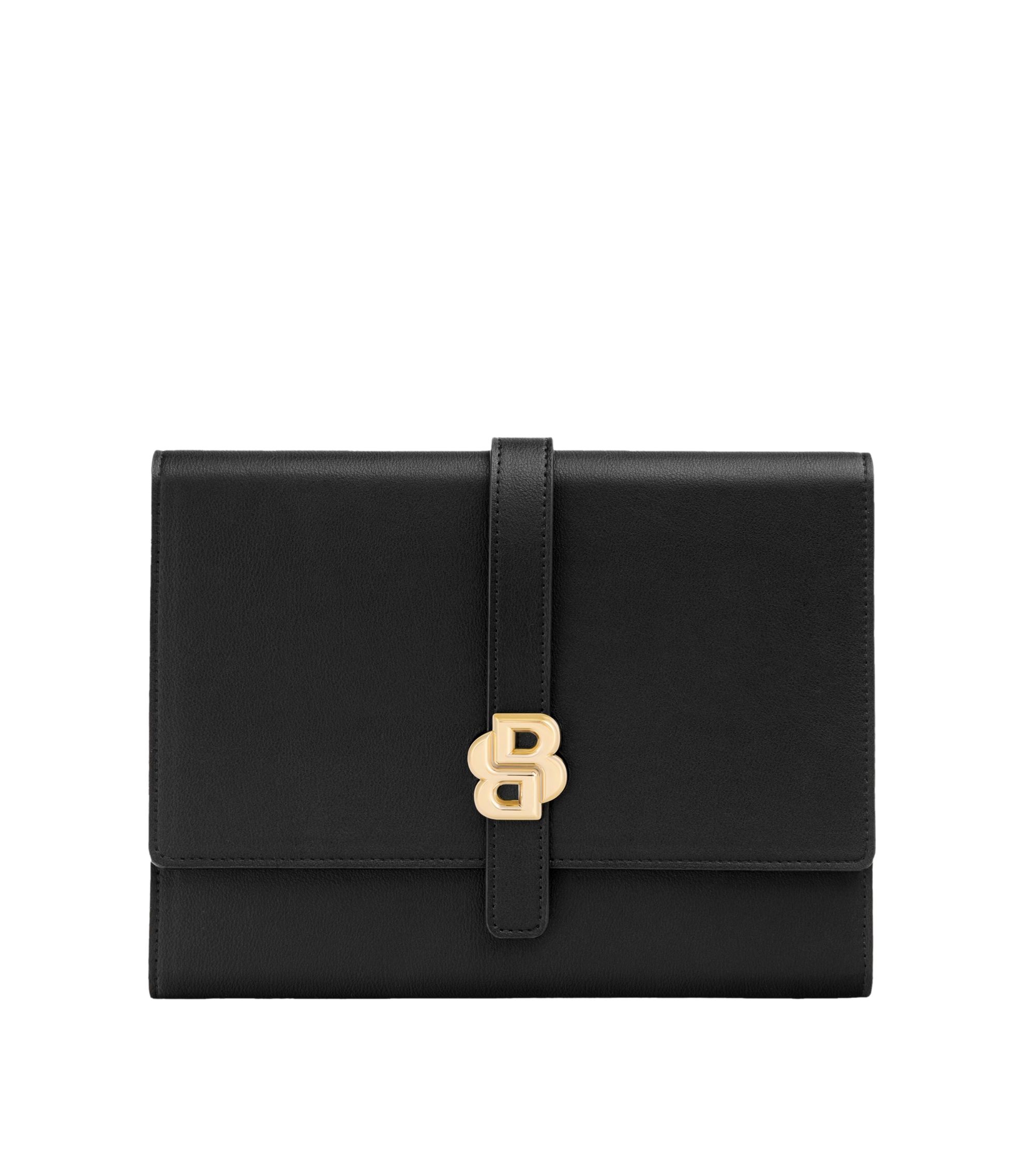 Schwarze DIN-A5-Konferenzmappe mit Double-B-Monogramm am Verschluss