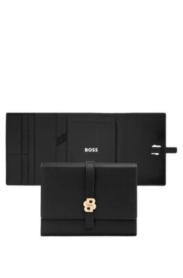 Black A5 conference folder with Double B monogram closure, Black