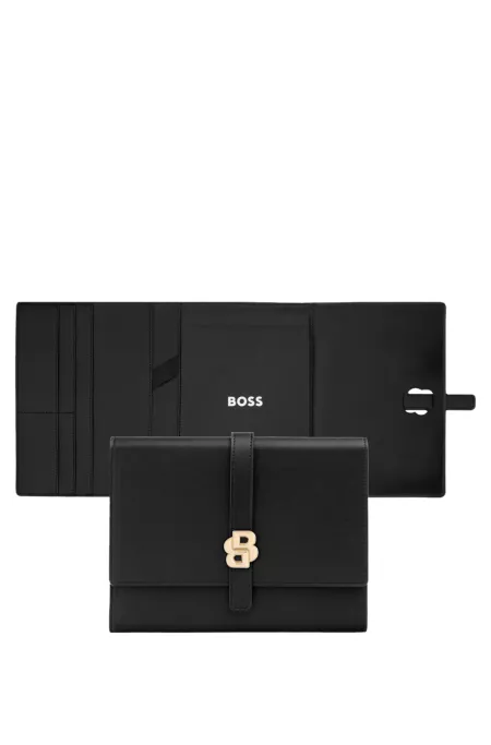 Black A5 conference folder with Double B monogram closure