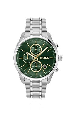 GRAND PRIX 44 Green-dial watch with steel bracelet