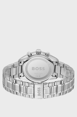 GRAND PRIX 44 Green-dial watch with steel bracelet, Silver tone