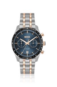 TOURMASTER Reloj con esfera azul y pulsera en dos tonos, Tono plateado