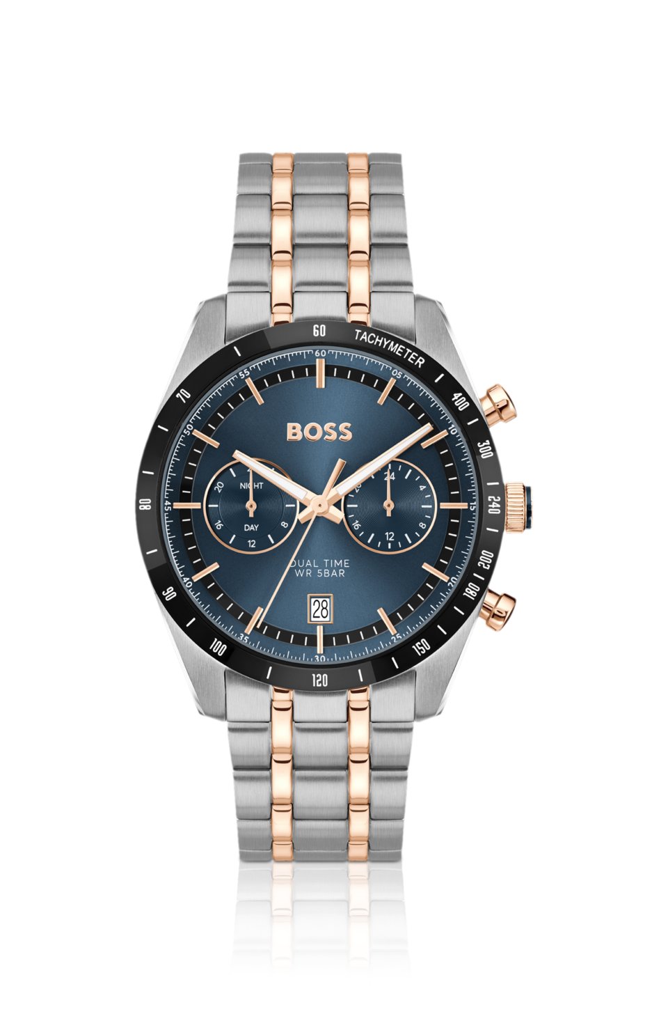 TOURMASTER Blue-dial watch with two-tone bracelet