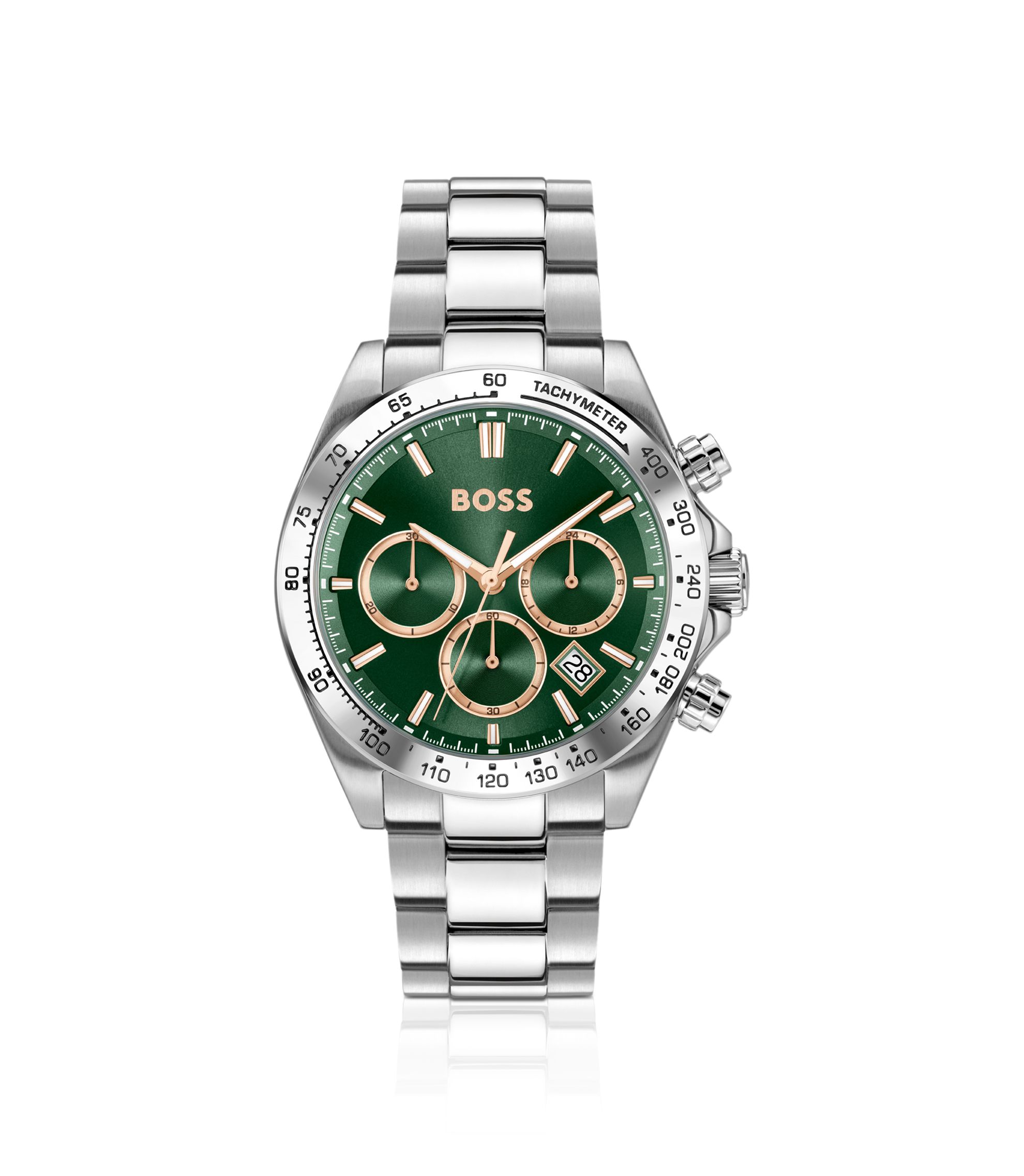 HERO 2.0 Chronograph mit grünem Zifferblatt und Edelstahlarmband