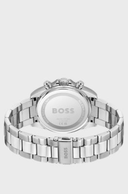 HERO 2.0 Green-dial chronograph watch with steel bracelet, Silver tone