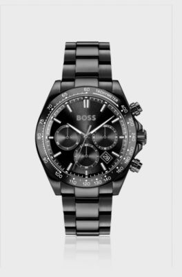 HERO 2.0 Black-dial chronograph watch with tonal bracelet, Black
