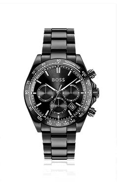 HERO 2.0 Black-dial chronograph watch with tonal bracelet