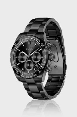 HERO 2.0 Black-dial chronograph watch with tonal bracelet, Black