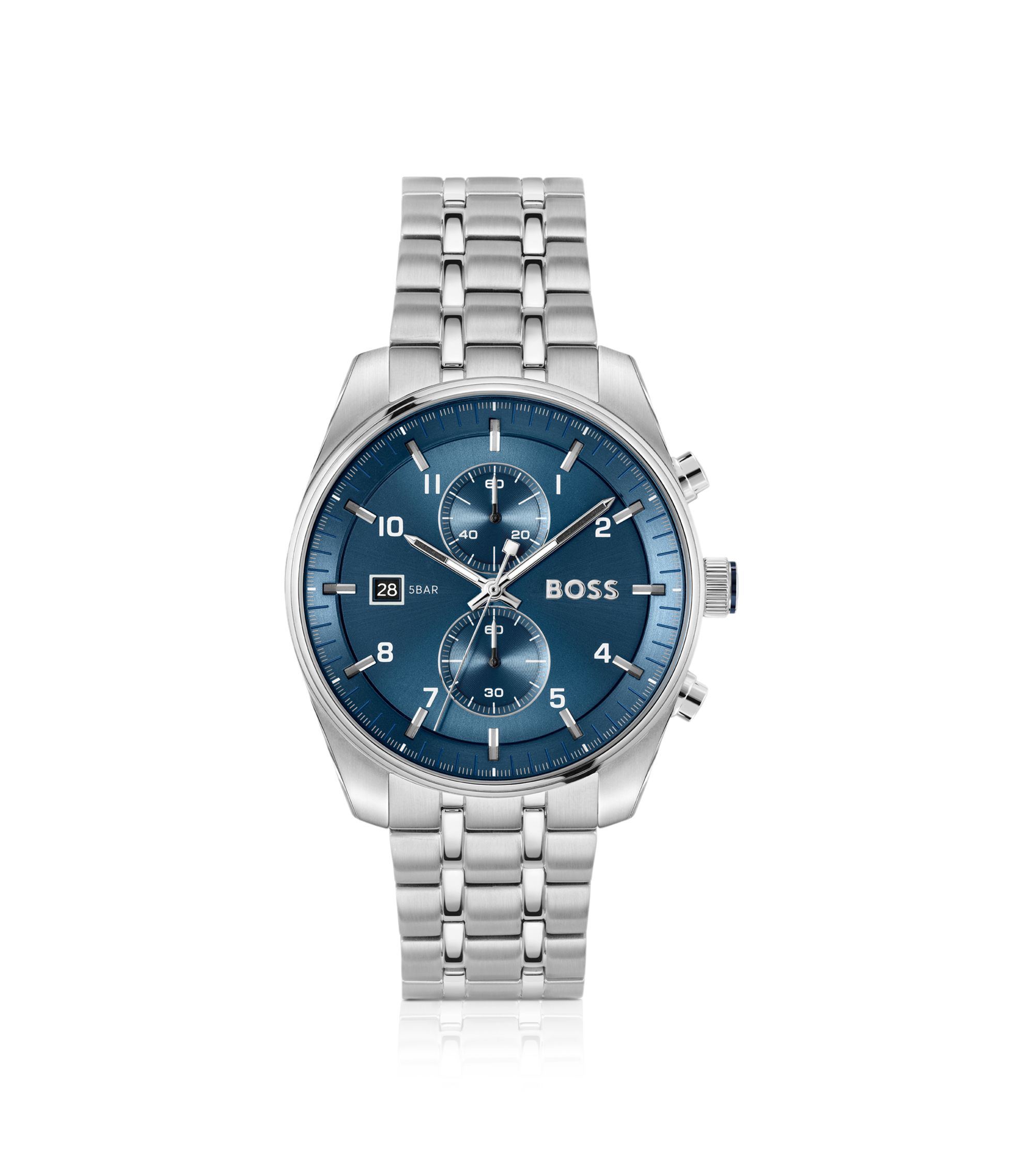 SKYTRAVELLER Chronograph mit blauem Zifferblatt und Edelstahlarmband