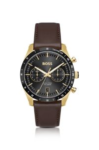 Tourmaster gold-tone watch with brown leather strap, Assorted-Pre-Pack