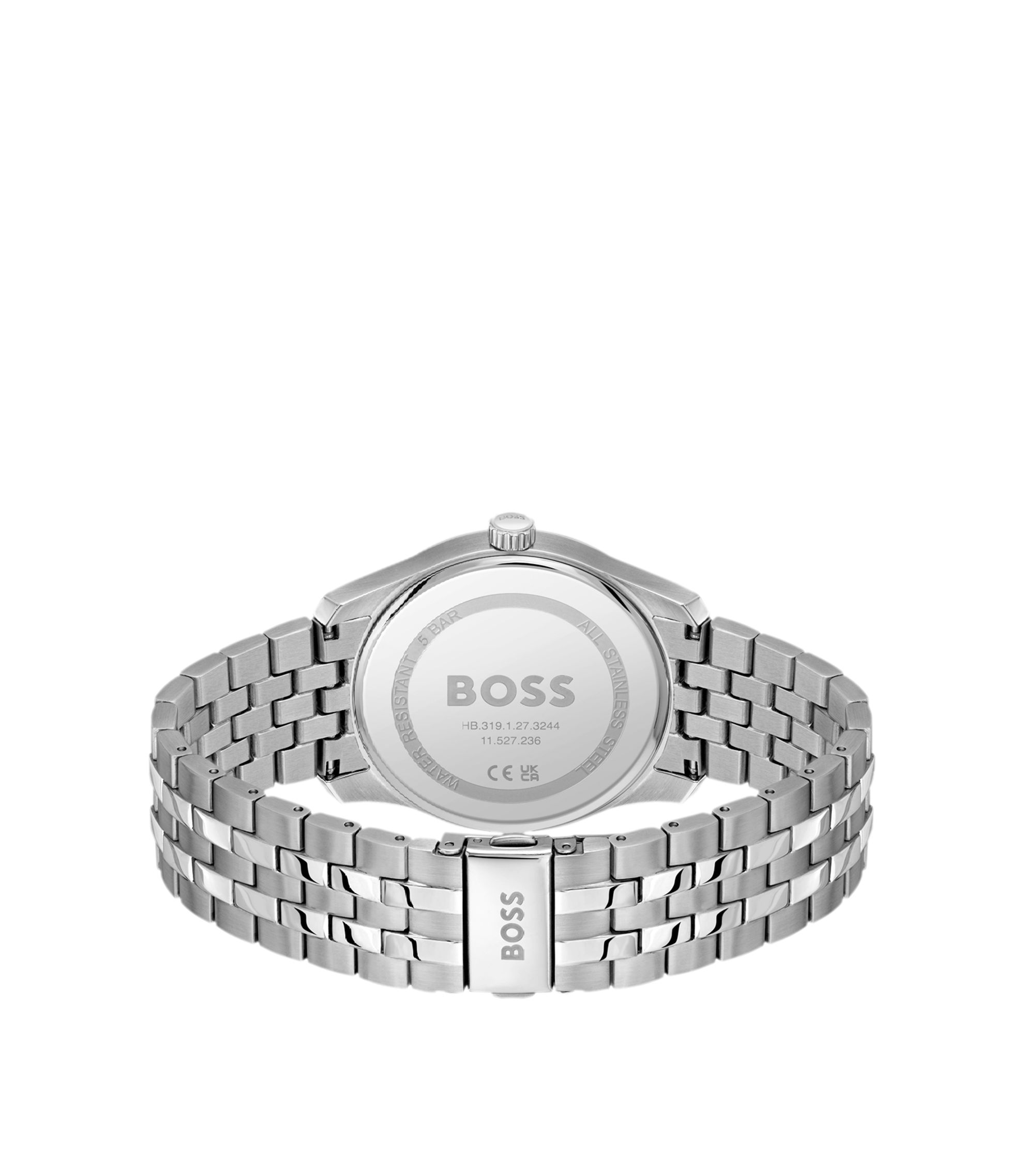 BOSS - Black-dial watch with multi-link bracelet - Silver tone