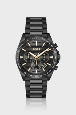 Strike Black-plated watch with tonal H-link bracelet, Black