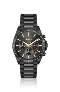 Strike Black-plated watch with tonal H-link bracelet, Black