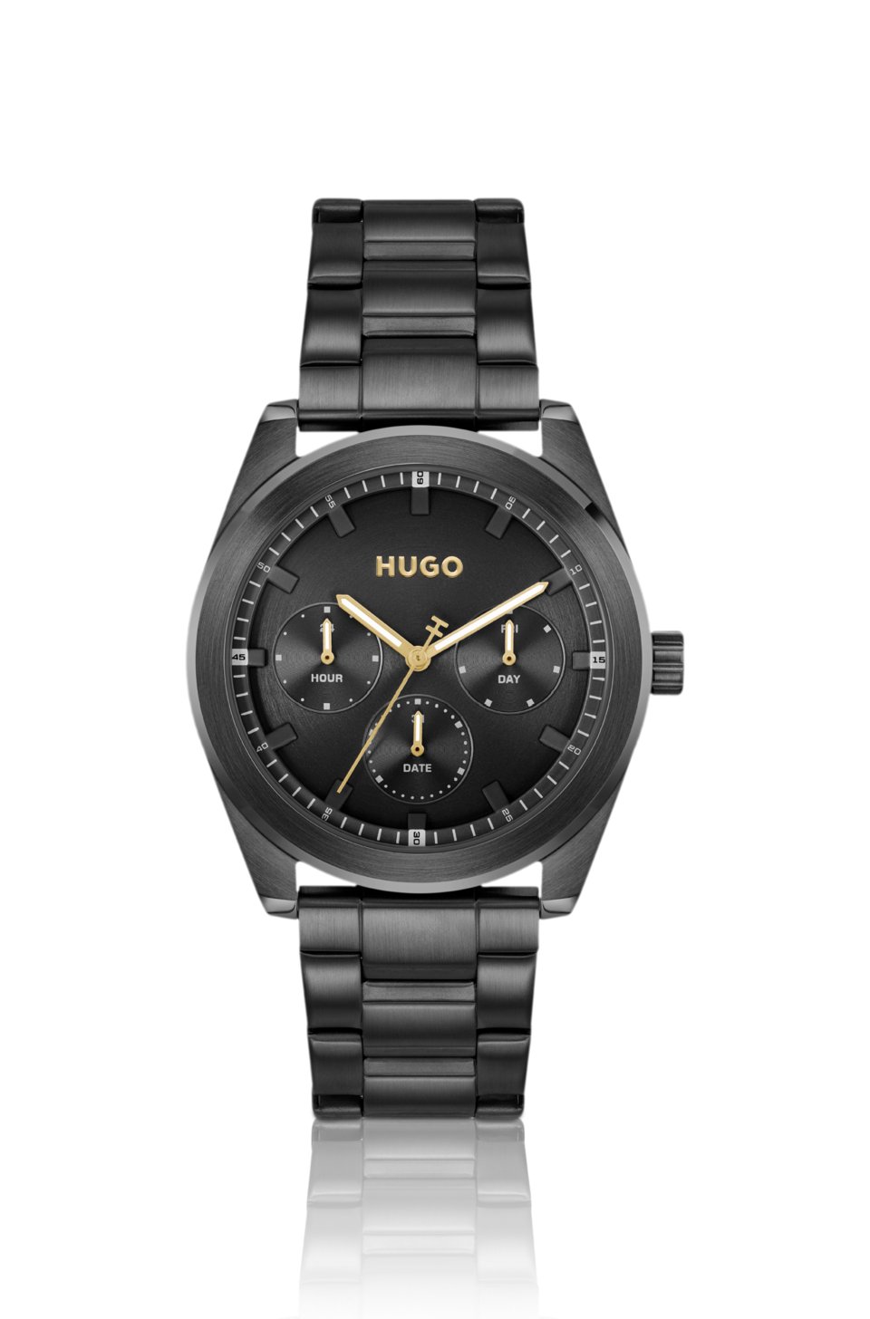 #BRIGHT SPORT Black-plated watch with tonal dial and bracelet