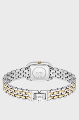 MAE PETITE Orologio con quadrante verde e bracciale bicolore, Color argento