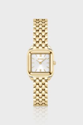 Orologio Mae Petite color oro con cassa quadrata, Color oro