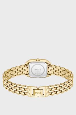 Mae Petite gold-tone watch with burgundy dial, Gold tone