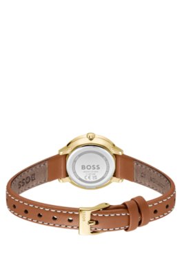 Boss Silver-white-dial watch with leather strap analoga klockor dam – bild 2