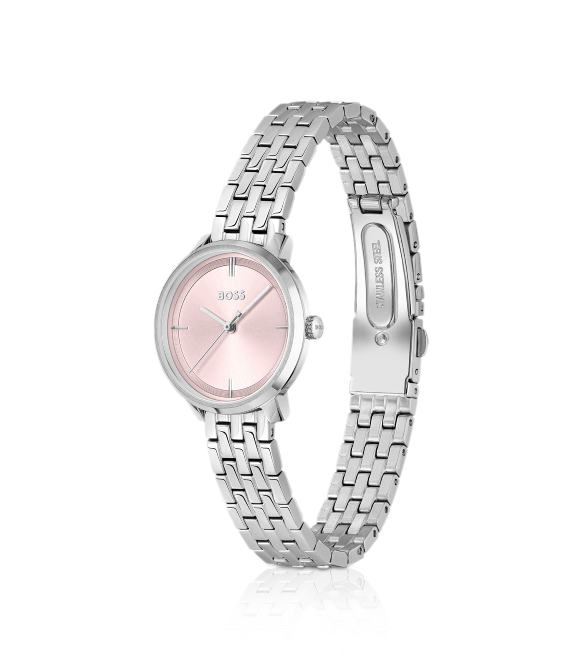 HUGO Blush Dial and Silver Strap Watch Hugo Boss Womens 1502565 Pandora Silver Tone Stainless Steel  main image 3