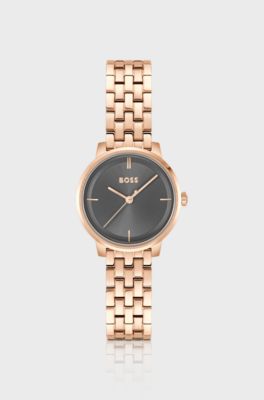 Carnation-gold-effect watch with grey dial, Gold tone