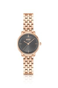 Carnation-gold-effect watch with grey dial, Gold tone