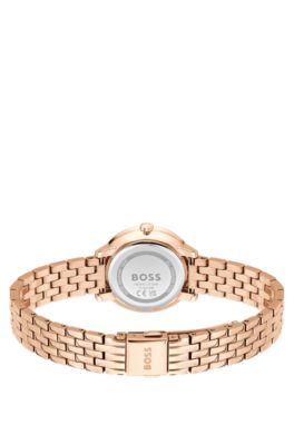 Carnation-gold-effect watch with grey dial, Gold tone