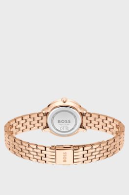 Carnation-gold-effect watch with grey dial, Gold tone