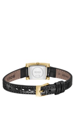 Boss LUCY PRECIOUS Crystal-embellished black-dial watch with matching leather strap analoga klockor dam – bild 2