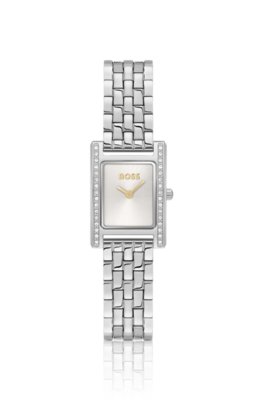 LUCY PRECIOUS Crystal-embellished silver-tone watch with silver-white dial
