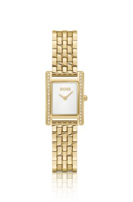 LUCY PRECIOUS Crystal-embellished gold-effect watch with white dial, Gold tone