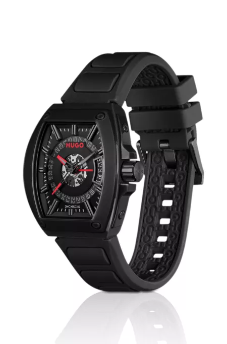 Semi-transparent-dial watch with silicone strap