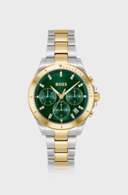 Alley two-tone watch with green crystal-embellished dial, Assorted-Pre-Pack