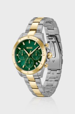 Alley two-tone watch with green crystal-embellished dial, Assorted-Pre-Pack