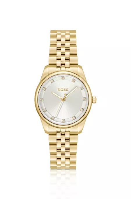 Graceful Precious crystal-embellished watch in gold-tone steel