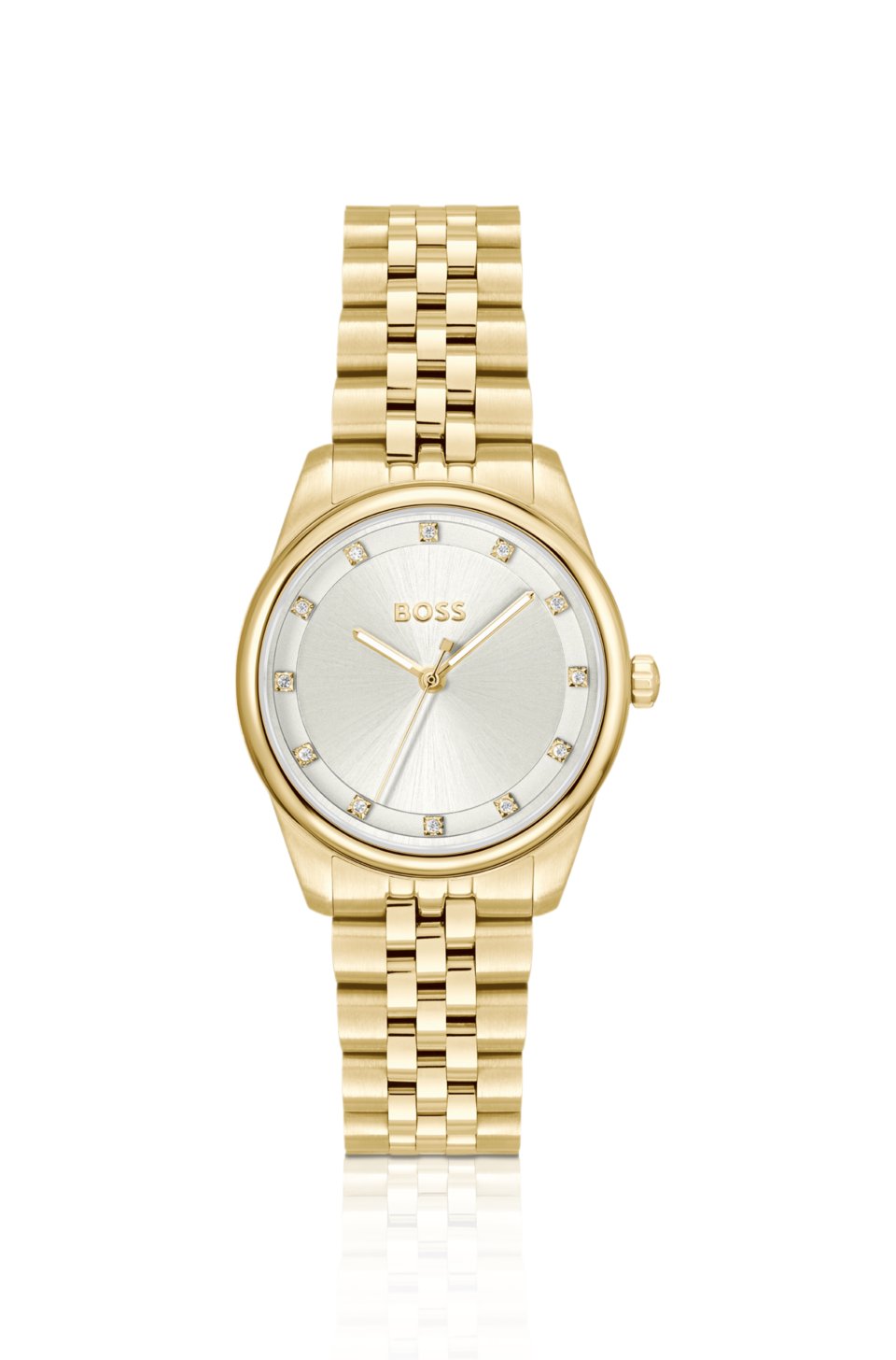Graceful Precious crystal-embellished watch in gold-tone steel