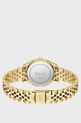 Graceful Precious crystal-embellished watch in gold-tone steel, Gold tone