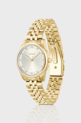 Graceful Precious orologio in acciaio color oro con cristalli, Color oro