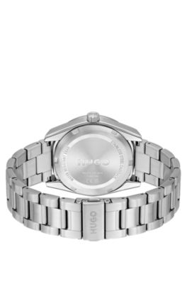 Blue-dial watch with stainless-steel bracelet, Silver tone