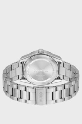 Blue-dial watch with stainless-steel bracelet, Silver tone
