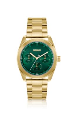 Gold-tone watch with green dial, Gold tone