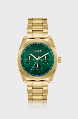 Gold-tone watch with green dial, Gold tone