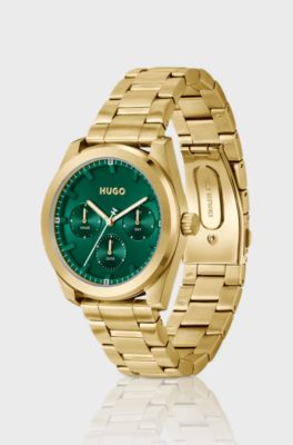 Gold-tone watch with green dial, Gold tone