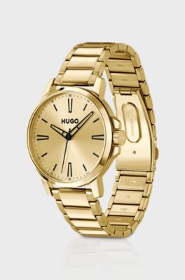 Orologio color oro con quadrante e bracciale tono su tono, Color oro