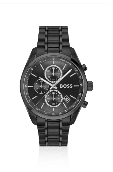 Montre en acier plaqué noir à cadran ton sur ton