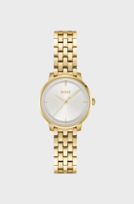 Gold-tone watch with silver-white dial, Gold tone