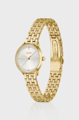 Gold-tone watch with silver-white dial, Gold tone